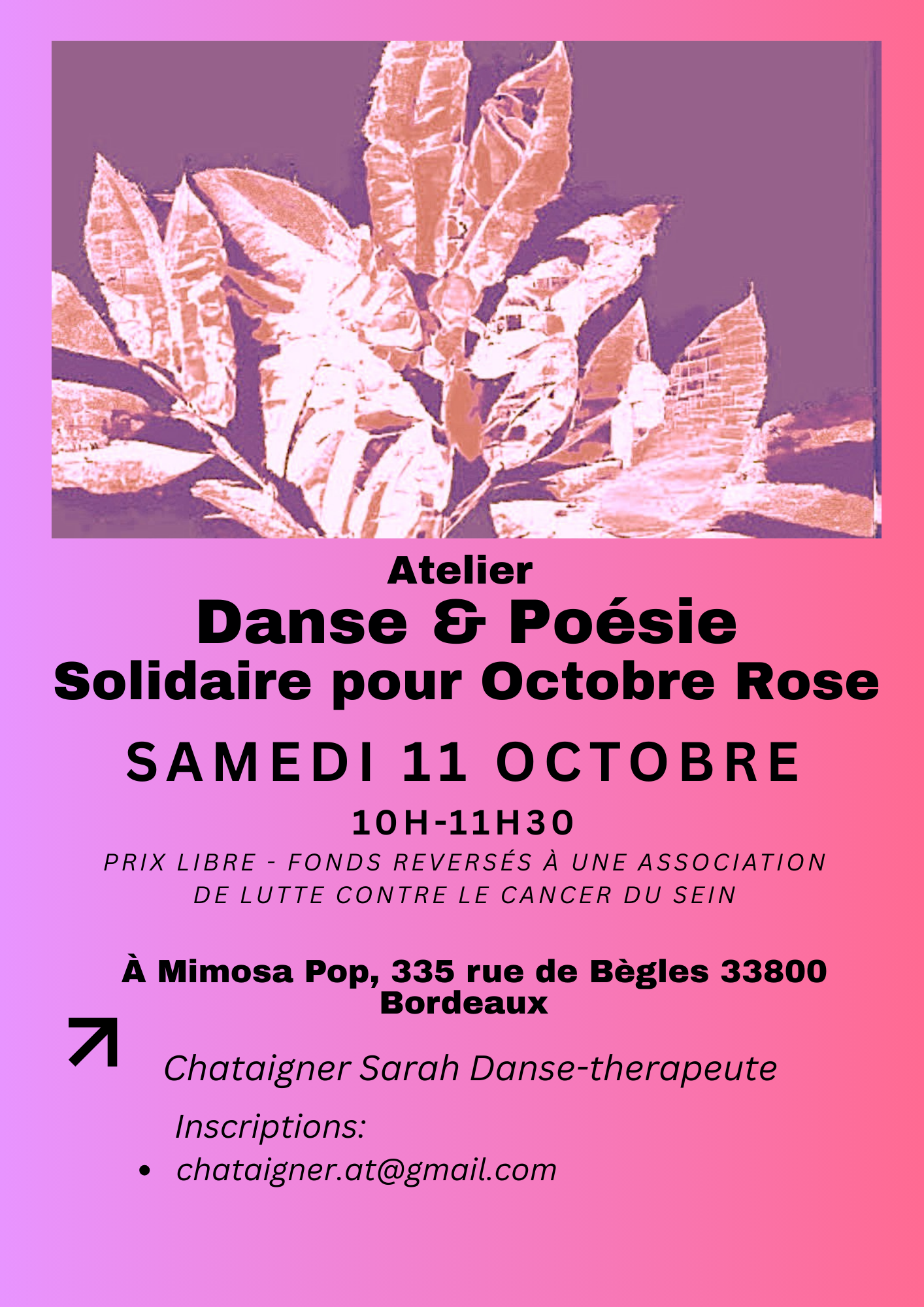Atelier Danse & Poésie Solidaire pour Octobre Rose